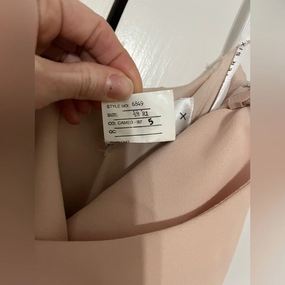 After Six One-Shoulder Draped Cowl-Neck Maxi Dress - 6849 Cameo - Picture 7 of 11